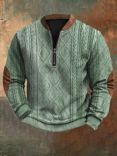 Levoire | Pull Zippé Tricoté Vintage Vert
