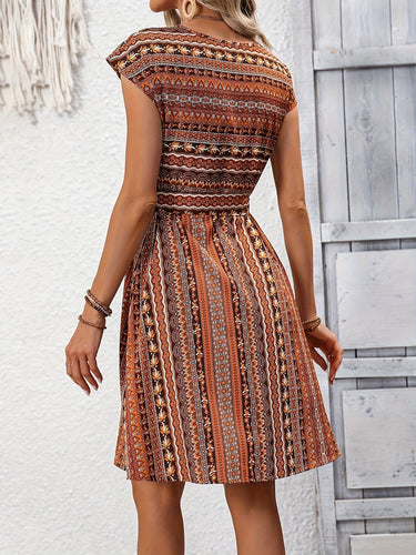 Levoire | Imprimé ethnique Col rond avec ceinture Robe pour femme