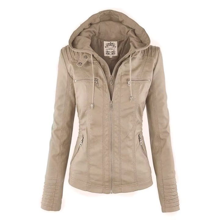 Levoire | Veste En Cuir Avec Capuche Pour Un Look Rock Beige