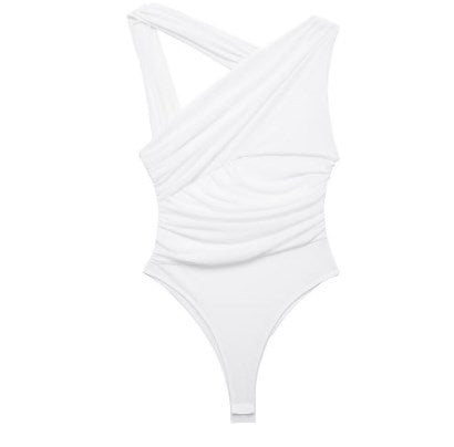 Levoire | Nouvelle jupe plissée asymétrique en tulle-body Blanc