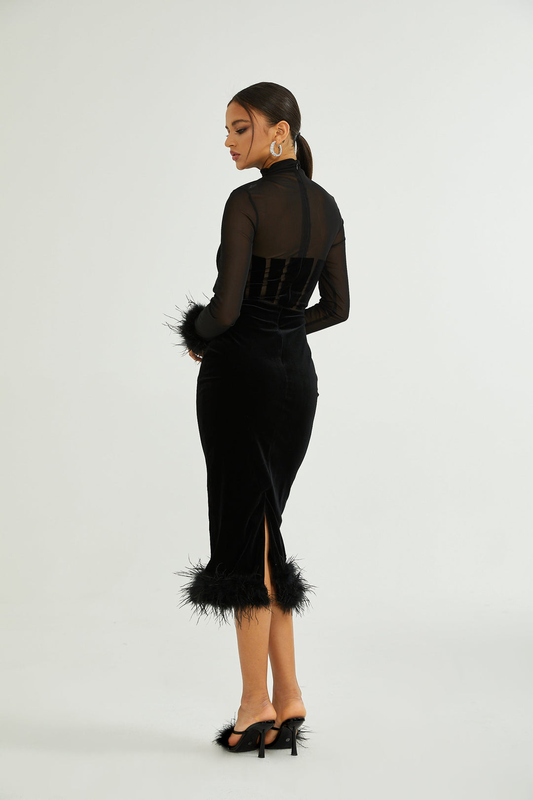 Levoire | Feder Découpe Velours Midi Robe