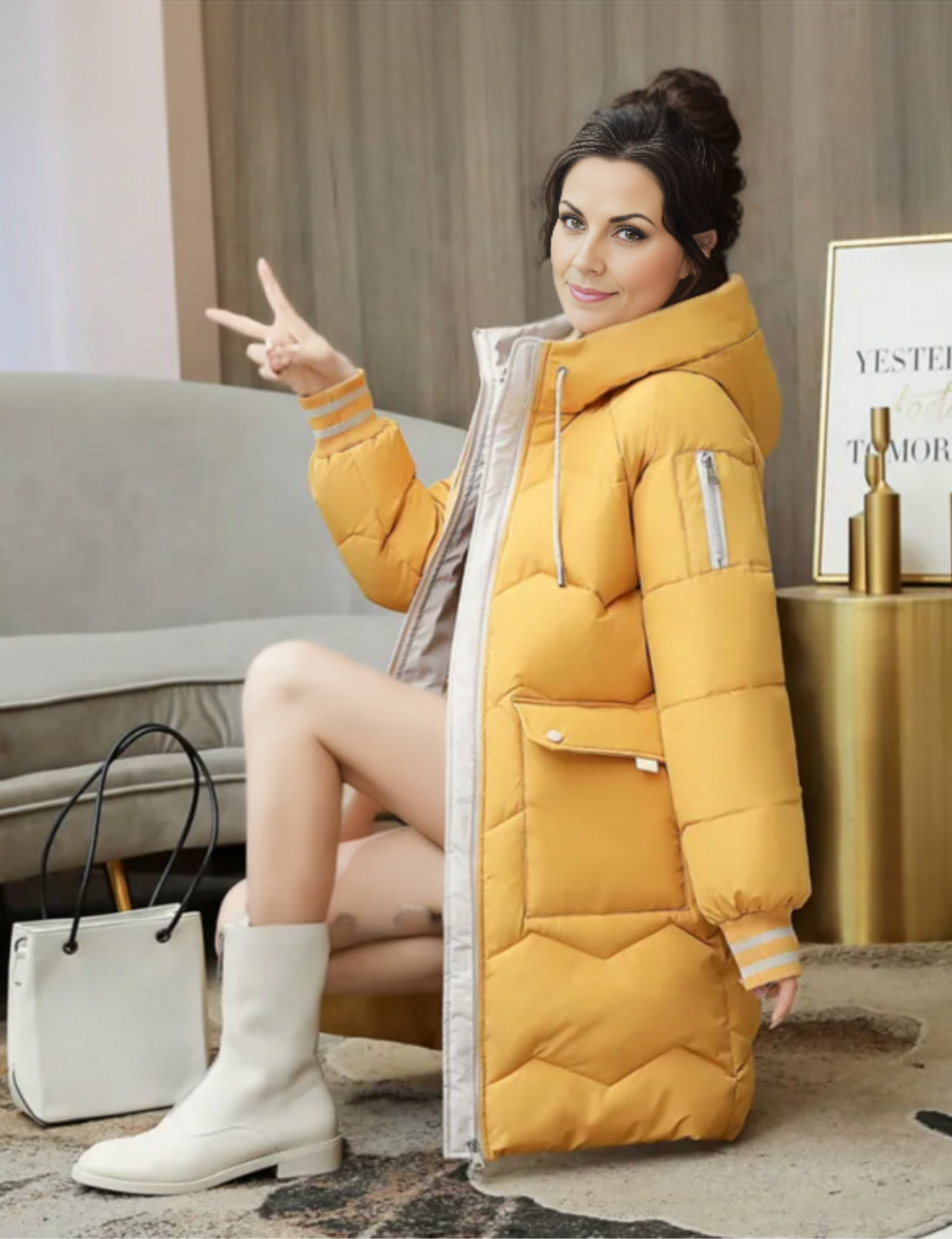 Levoire | Veste À Capuche Longue À Manches Longues Avec Poches Profondes Gul