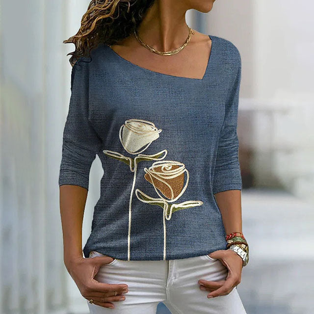 Levoire | Shirt Décontracté À Imprimé Rose Bleu