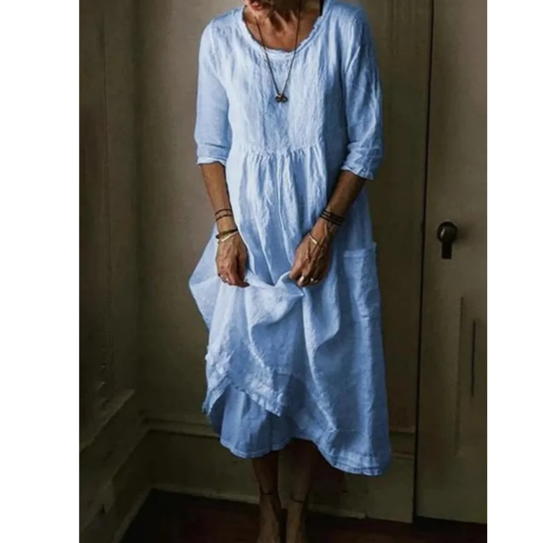 Levoire | Robe d'été midi décontractée pour femmes Bleu