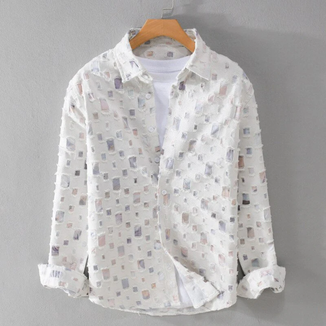 Levoire | Polo Chemise Bouton Bas Pour Hommes Blanc