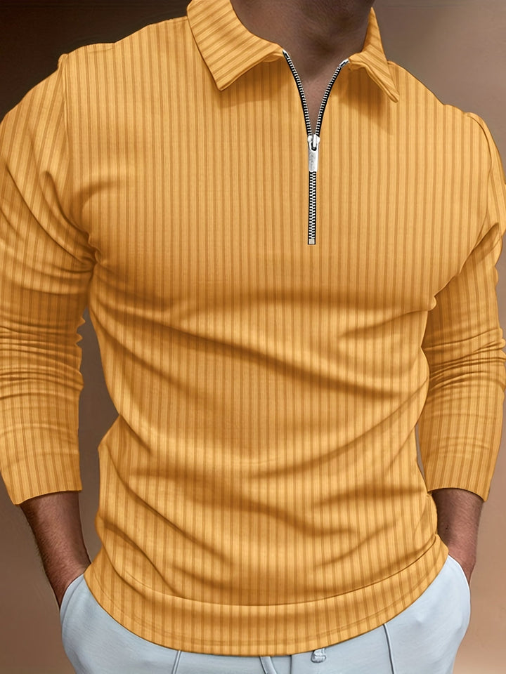 Levoire | Rayures Verticales Chemise Pour Hommes Avec Zip Et Manches Longues