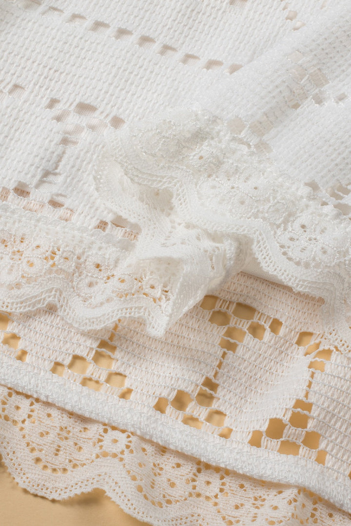Levoire | Dentelle Crochet Découpé Ourlet Col En V Blouse