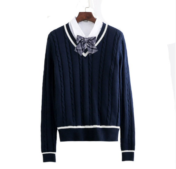 Levoire | Pull en laine pour femmes Pull à col en V Style Universitaire, Pull en laine décontracté