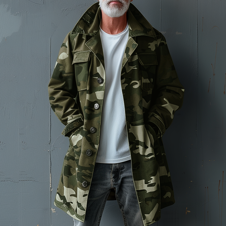 Levoire | Veste Trench Camouflage Pour Hommes Armeijan vert