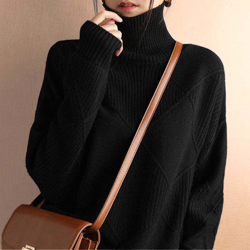 Levoire | Lotus Col Haut Zipfel Tricot Noir