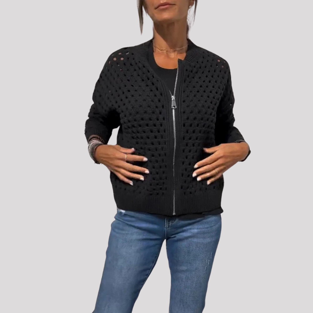 Levoire | Élégant Cardigan Zippé Noir
