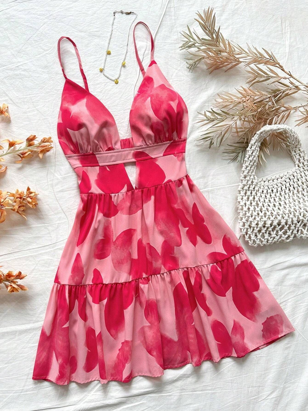 Levoire | Robe d'été à bretelles et à taille élastique pastèque