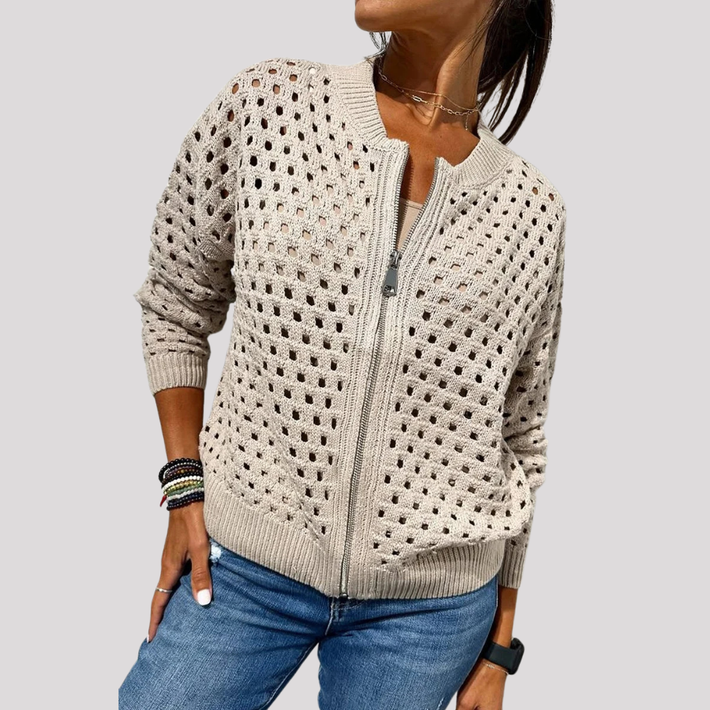 Levoire | Élégant Cardigan Zippé Khaki