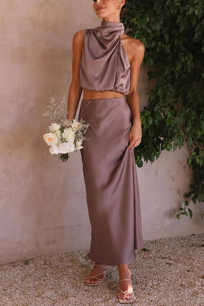Levoire | ensembles de robe en satin deux pièces Moka