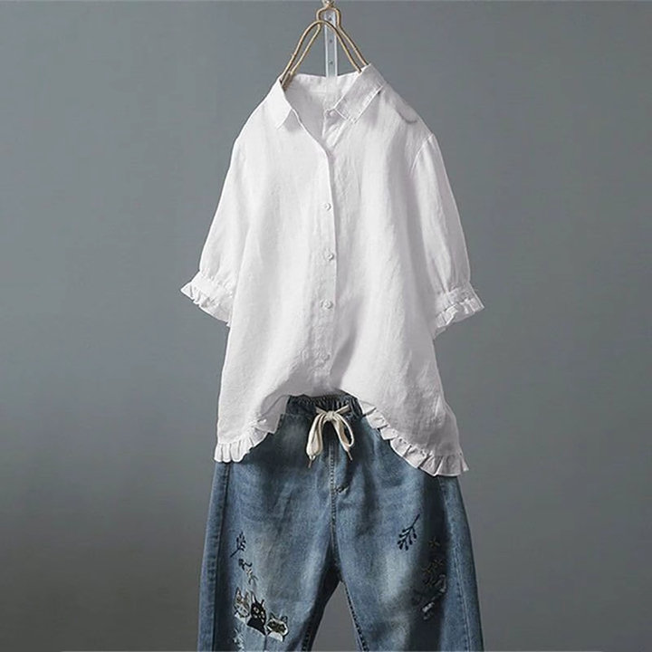 Levoire | Chemise Légère Grande Taille Avec Des Détails Ludiques Blanc