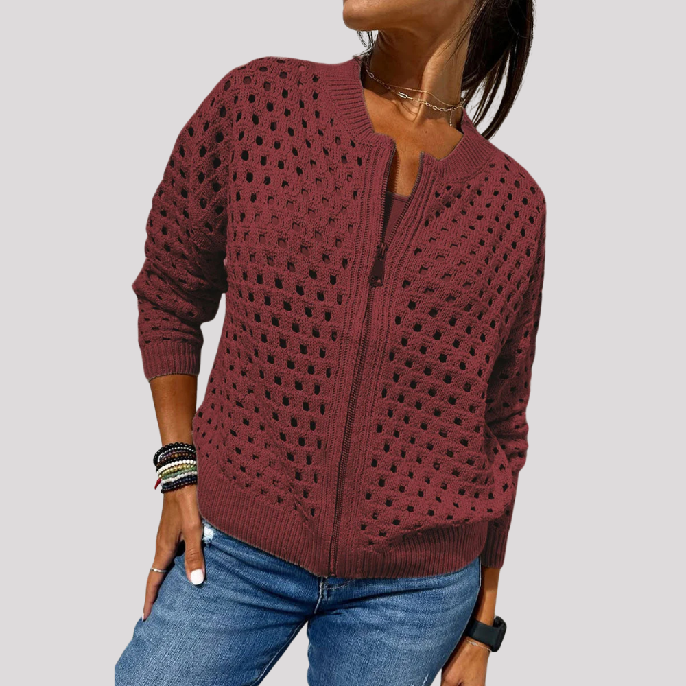 Levoire | Élégant Cardigan Zippé Winerot