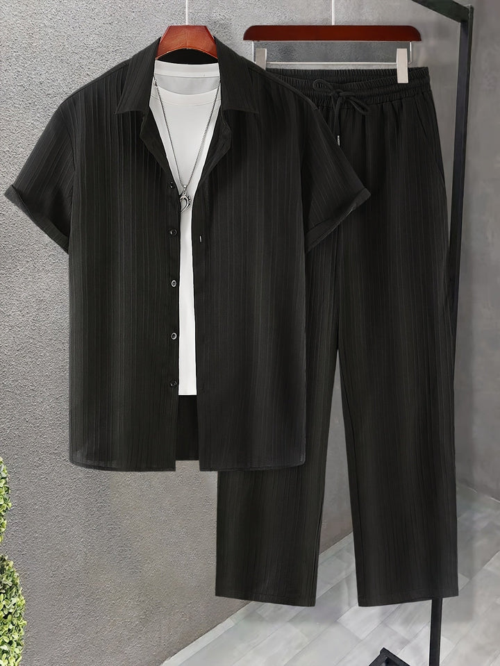 Levoire | Ensemble De Vêtements Décontractés Pour Hommes À Rayures Raum Noir