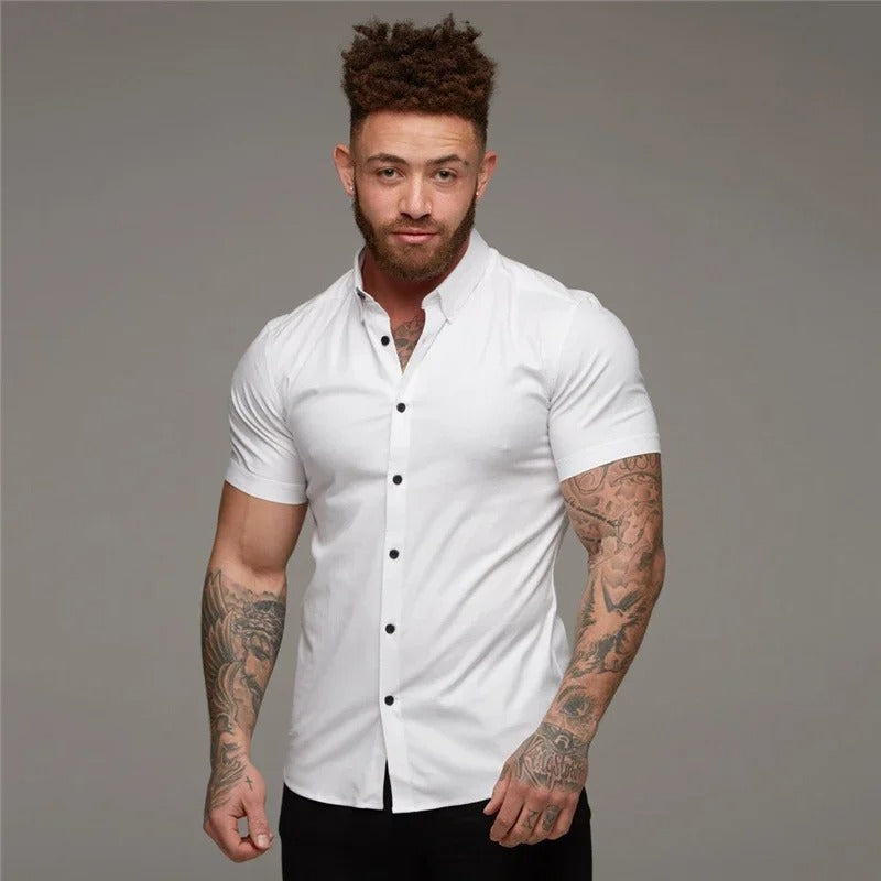 Levoire | Noir Léger Mouvement Chemise Homme blanc