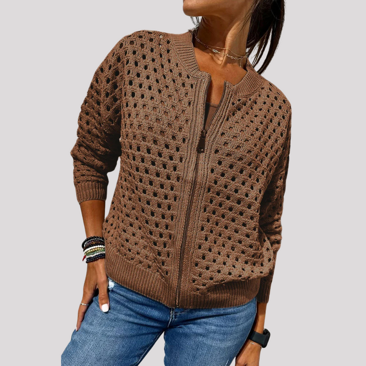Levoire | Élégant Cardigan Zippé Braun