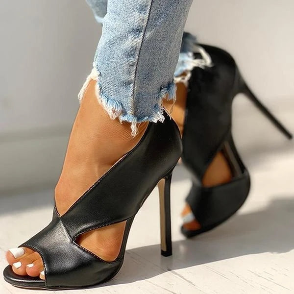 Levoire | Sandales Hautes À Bout Ouvert Pour Femmes Noir