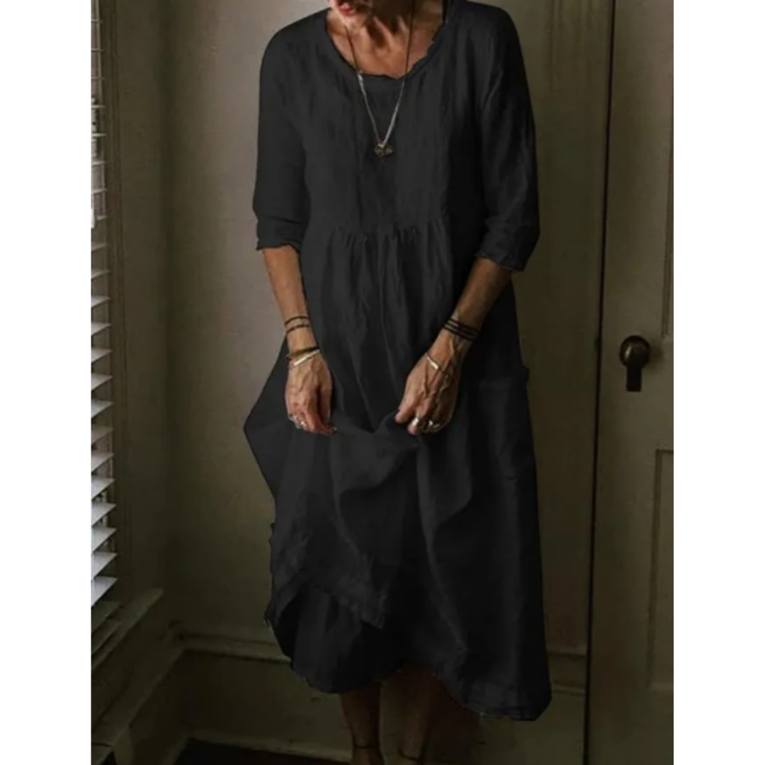 Levoire | Robe d'été midi décontractée pour femmes Noir