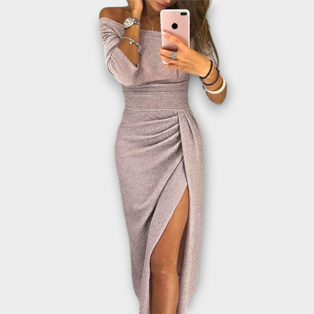 Levoire | Robe Élégante À Épaules Dénudées Lilac clair