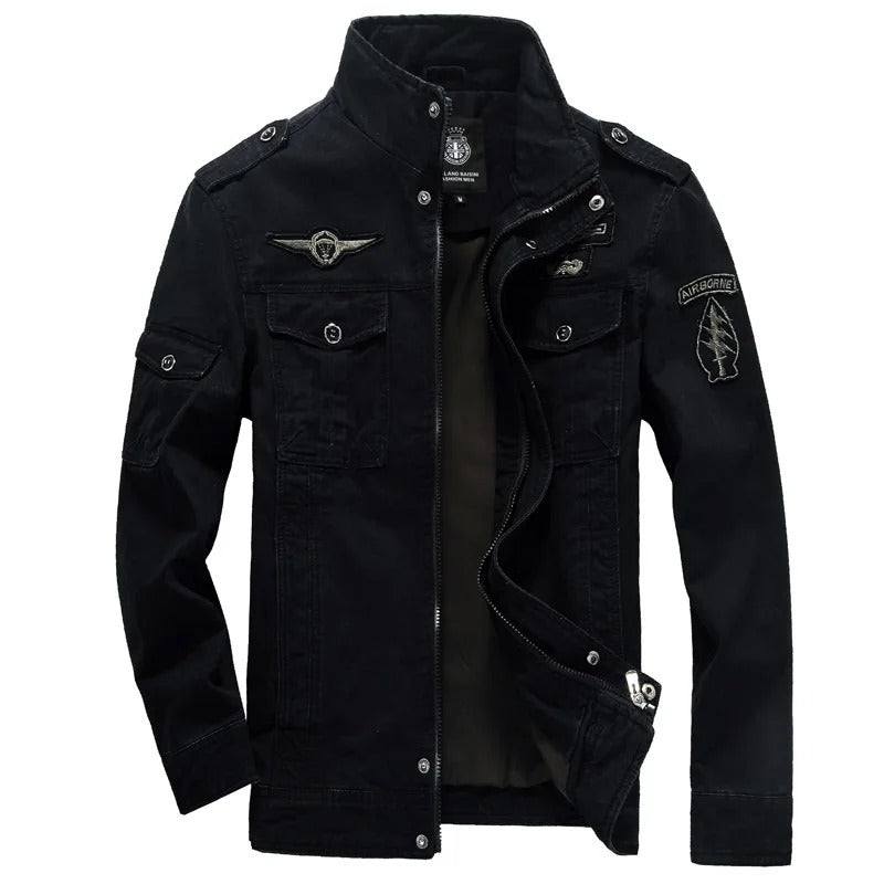Levoire | Veste Inspirée Par L'Armée Avec Des Manches Longues Et Une Fermeture Éclair Avec Poches Noir