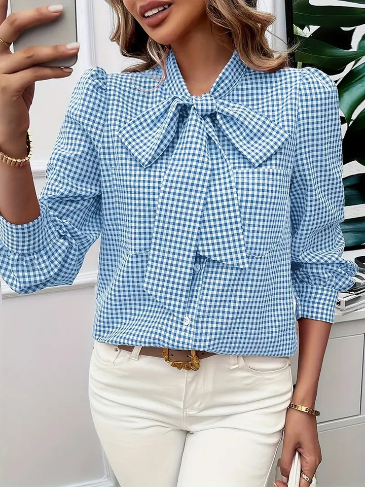 Levoire | Chemise À Carreaux Avec Détail En Noeud Pour Femmes
