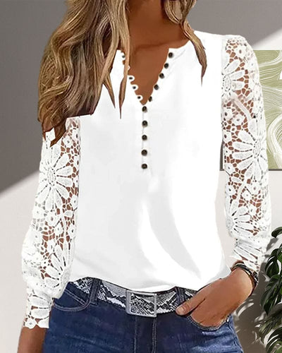 Levoire | Blouse Avec Fermeture À Boutons Et Manches En Dentelle