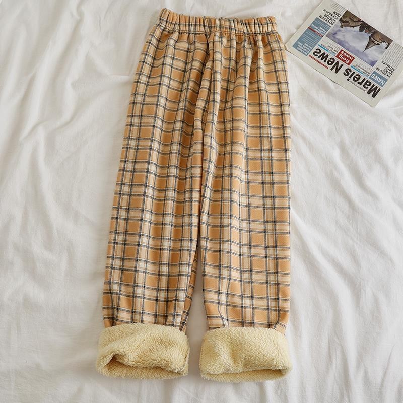 Levoire | Pantalon De Pyjama Décontracté En Polaire Doublé Khaki Une taille