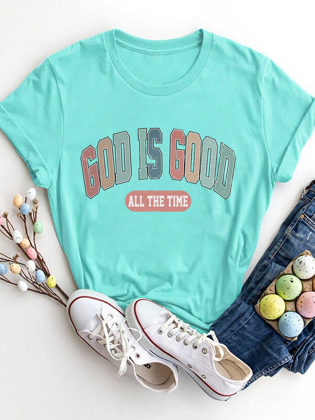 Levoire | GOTT EST SI TOUJOURS T-shirt à col rond Aqua
