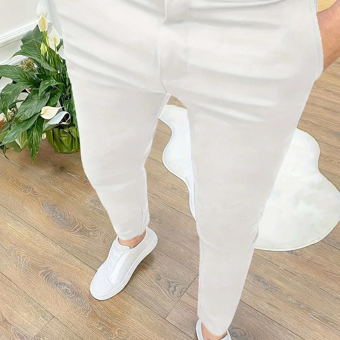 Levoire | Skinny Fit Pantalons Pour Hommes Avec Détails Zippés En Couleur Unie