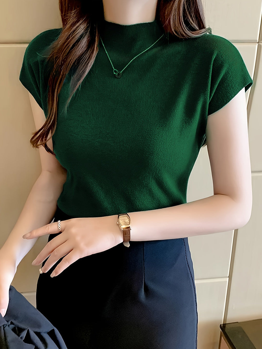 Levoire | Chemise À Manches Courtes À Col Haut Pour Femmes Liana