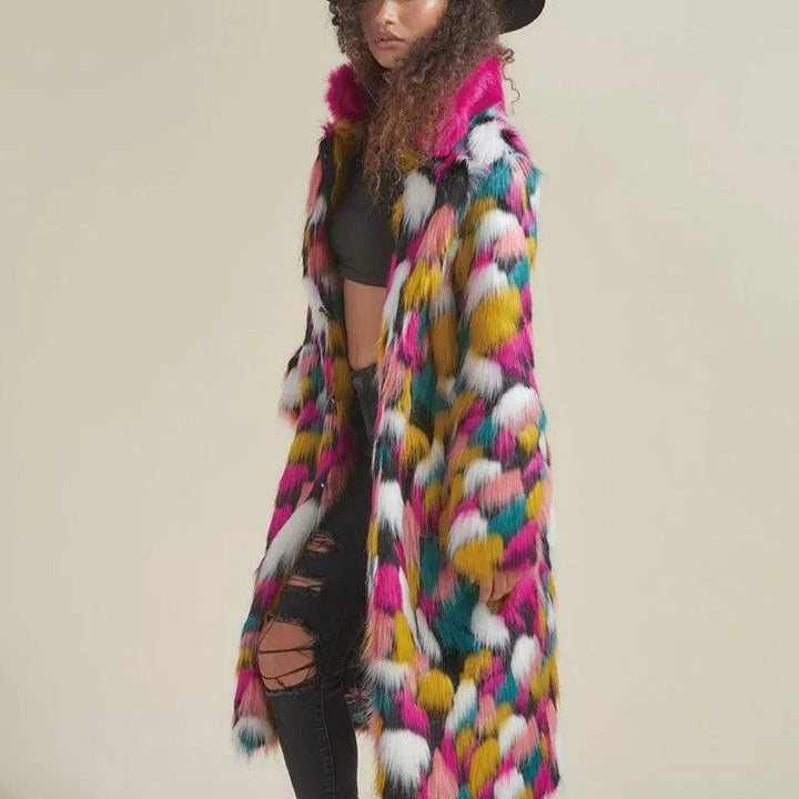 Levoire | Peignoir en fausse fourrure pour femmes de taille moyenne multicolore