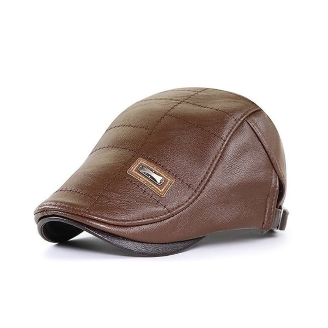 Levoire | Casquette En Cuir Unisexe Stylée Marron foncé