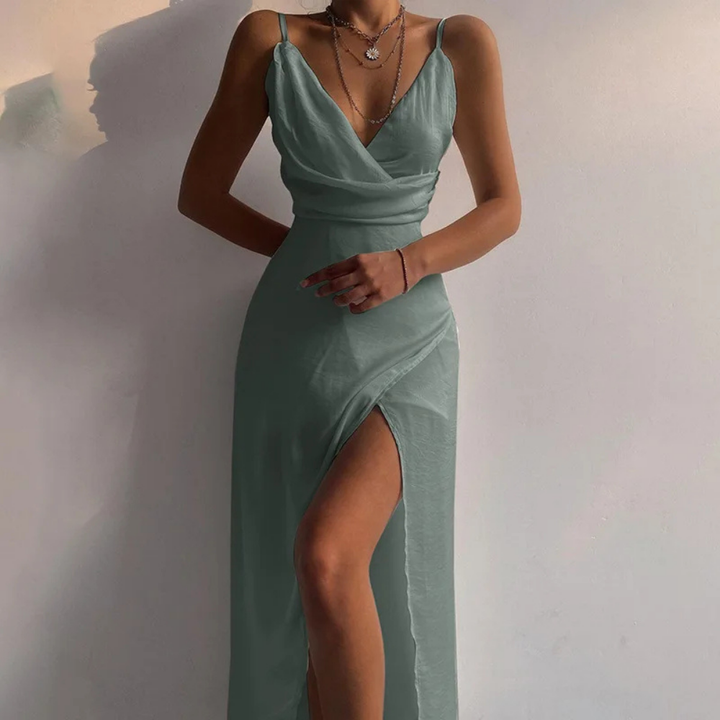 Levoire | Robe Maxi Élégante Avec Fente Sensuelle Vert