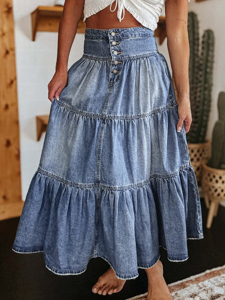 Levoire | Femme Jupe En Denim À Boutonnage Gradué