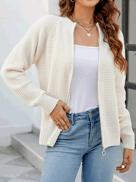 Levoire | Veste Décontractée Élégante Zippée Pour Femmes Ivoire