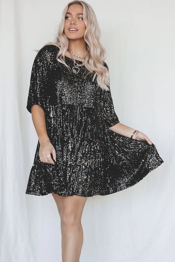 Levoire | Robe À Paillettes Rento Pour Femmes Noir