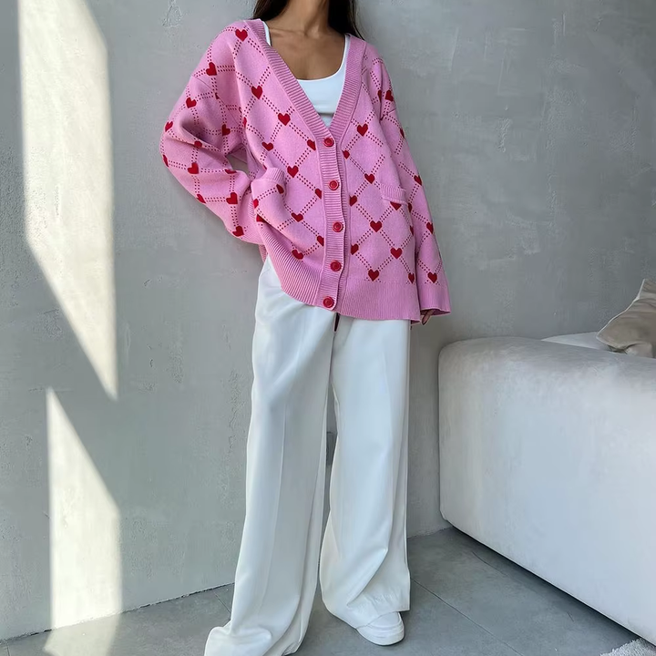 Levoire | Pull-Over En Tricot Confortable Avec Motif En Cœur Pour Un Look Ludique Rose clair
