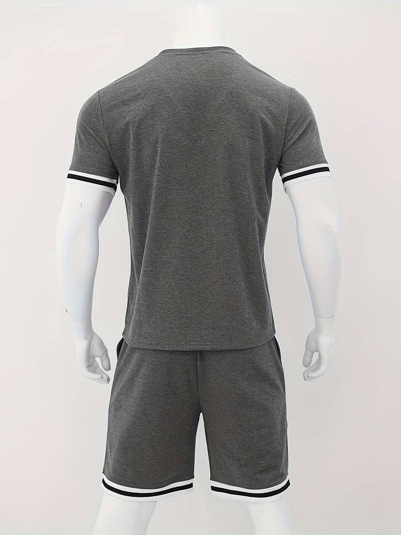 Levoire | T-Shirt Rayé Respirant Et Shorts Décontractés