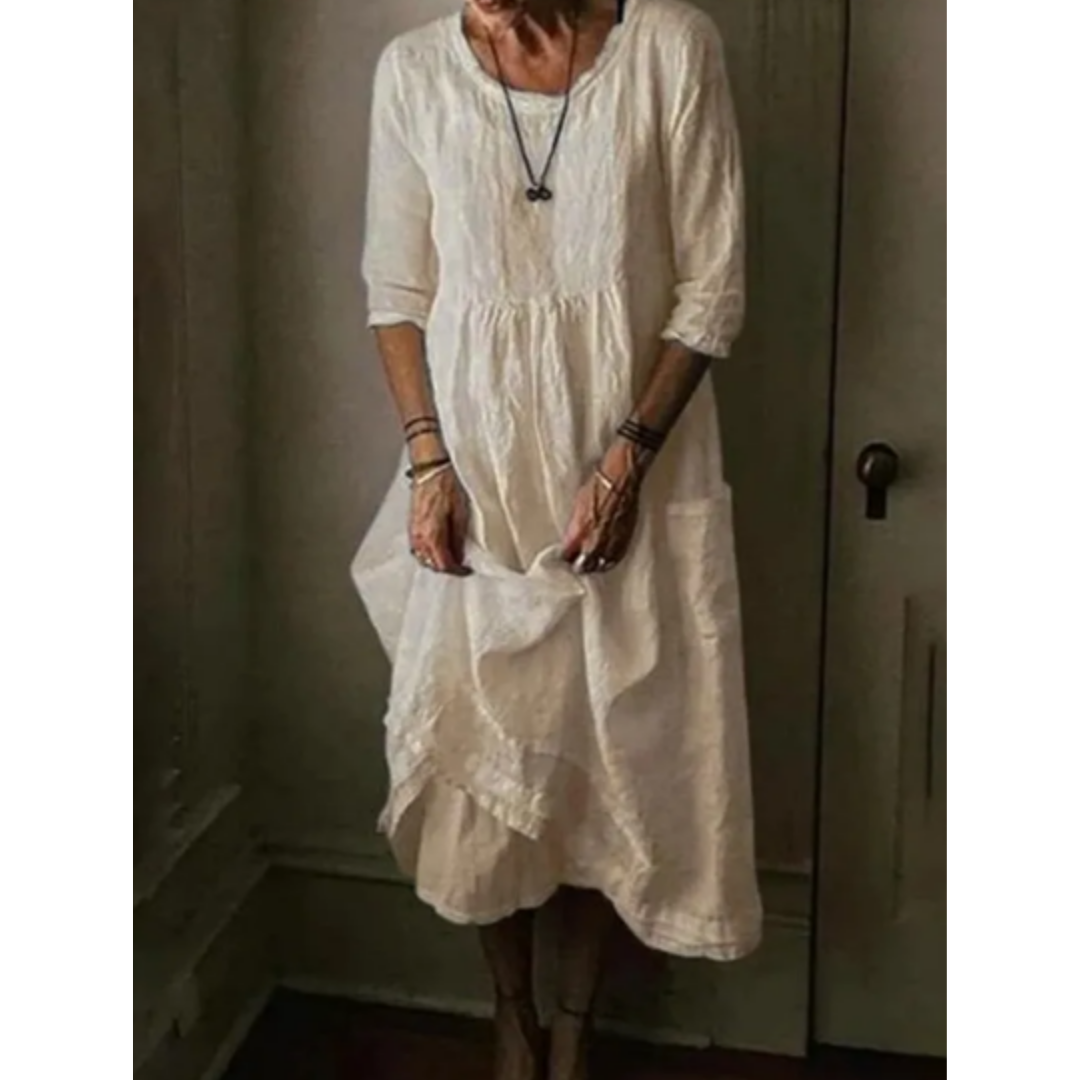 Levoire | Robe d'été midi décontractée pour femmes Beige