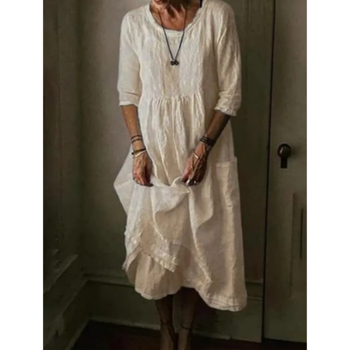 Levoire | Robe d'été midi décontractée pour femmes Beige