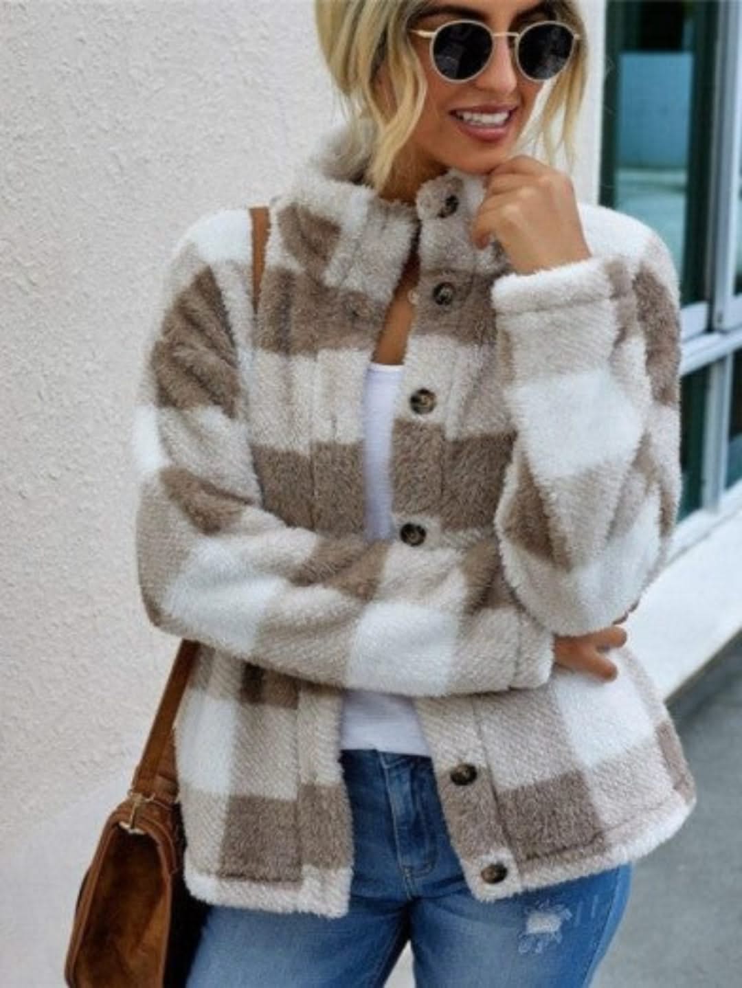 Levoire | Flanel À Motifs Avec Poches Pour Affronter Le Froid Kaki Blanc