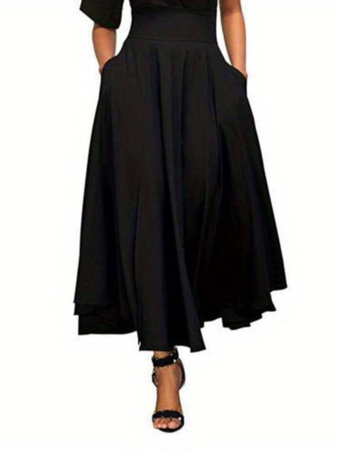 Levoire | Jupe Midi Plissée Taille Haute Femme A-Ligne, Avec Ceinture Et Fluide Avec Poches