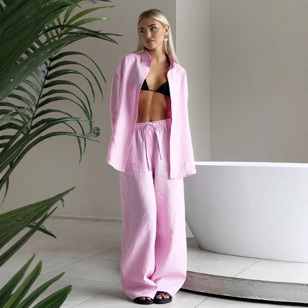 Levoire | Ensemble surdimensionné en coton composé d'une chemise et d'un pantalon
