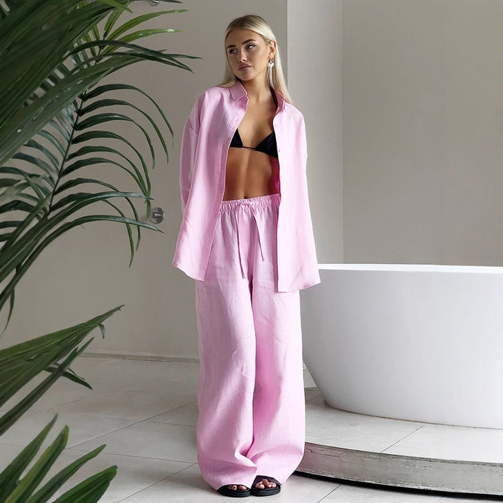 Levoire | Ensemble surdimensionné en coton composé d'une chemise et d'un pantalon