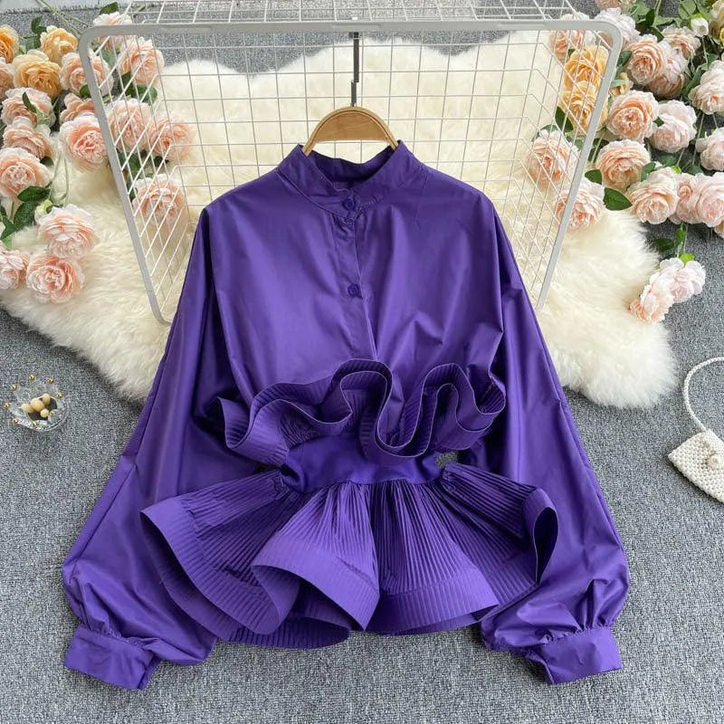 Levoire | Haut femme avec ceinture froncée violet profond Une taille