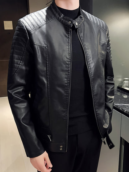 Levoire | Chic Veste D'Été En Cuir Pour Hommes Avec Zip Et Col Montant