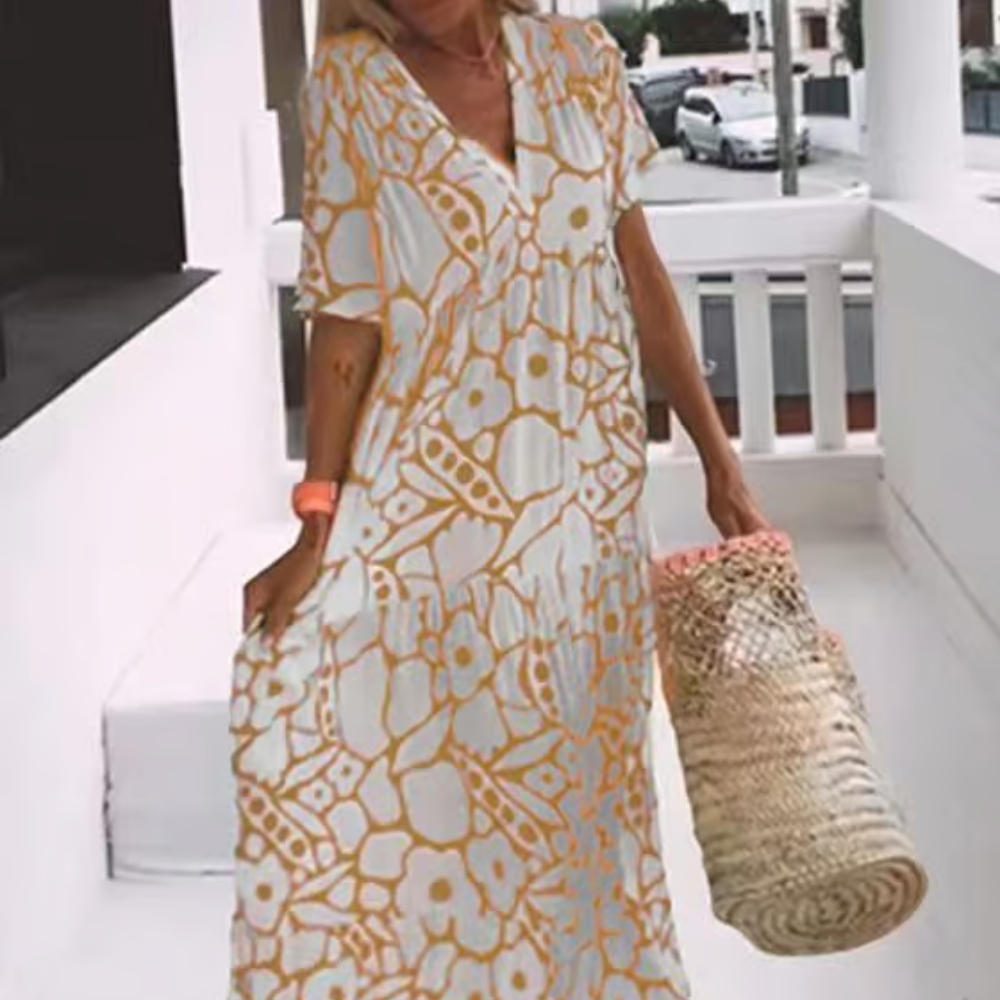 Levoire | Robe Maxi D'Été Avec Imprimés Floraux Orange